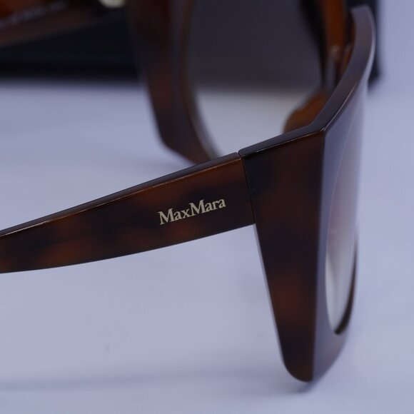 MaxMara ANNE MM0023 52F Geometric Sunglasses - Havana/Brown - Picture 10 of 11